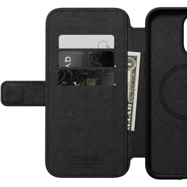 Nomad iPhone 14 Pro Max -suojakotelo, Modern Leather Folio, Horween-nahka, musta