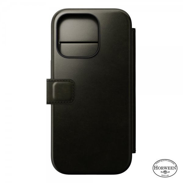Nomad iPhone 16 Pro -suojakuori Modern Leather Folio Horween Green Chrome