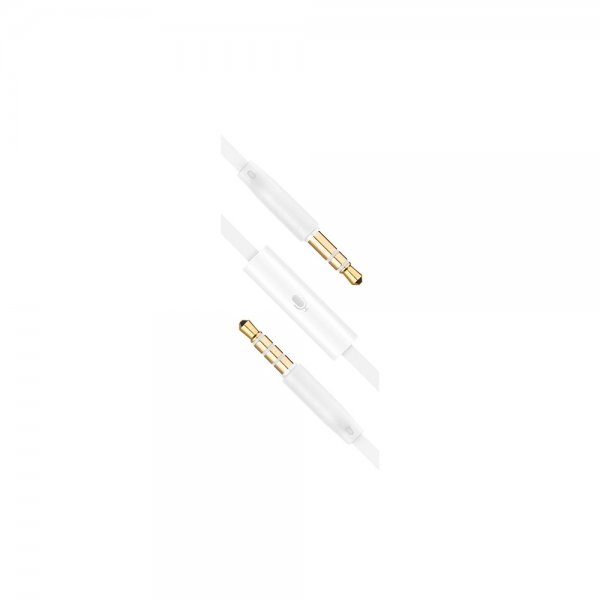 Kiinteä AUX-kaapeli 3.5mm mikrofonilla 1m Valkoinen