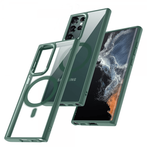Samsung Galaxy S23 Ultra Kuori Värillisellä Reunalla MagSafe Vihreä
