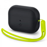 Spigen AirPods Pro 2 -kuoret, Silicone Fit + Strap, musta