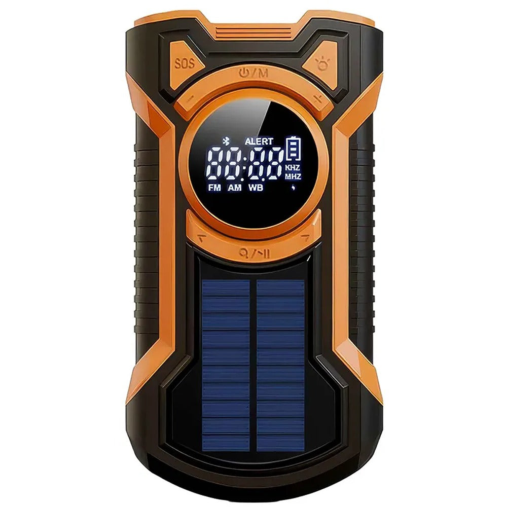 Just in Case 5000 mAh Powerbank/hätäradio aurinkokenno ja veivi Musta/Oranssi