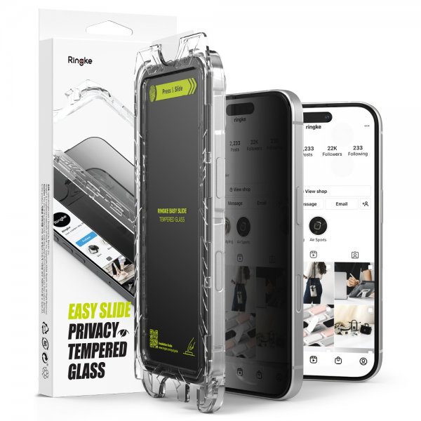 Ringke iPhone 16 Pro -näytönsuoja Easy Slide Privacy 2 kpl