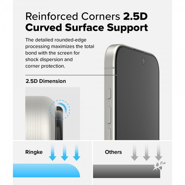 Ringke iPhone 16 Pro -näytönsuoja Easy Slide Privacy 2 kpl