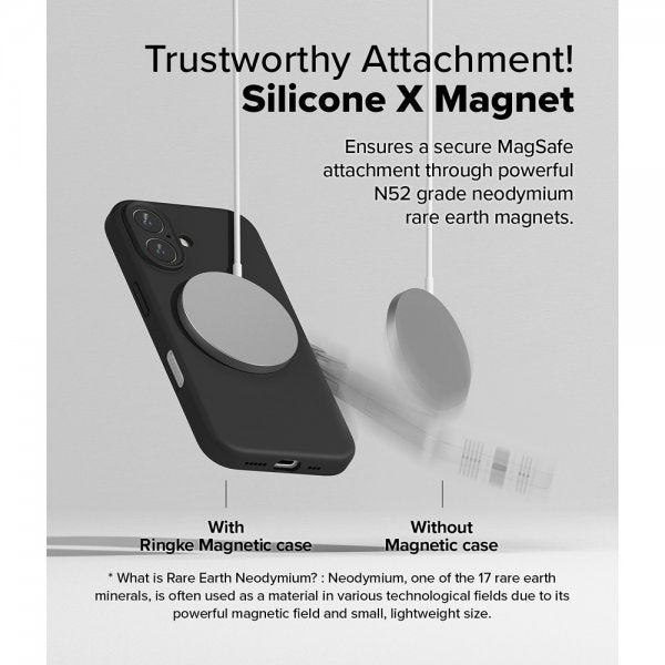 Ringke iPhone 16 -silikonisuojakuori magneetilla, musta