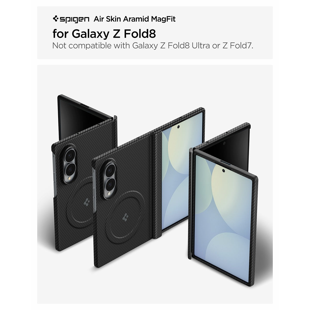 Spigen Samsung Galaxy Z Fold 8 Kuori Air Skin Aramid MagFit Musta