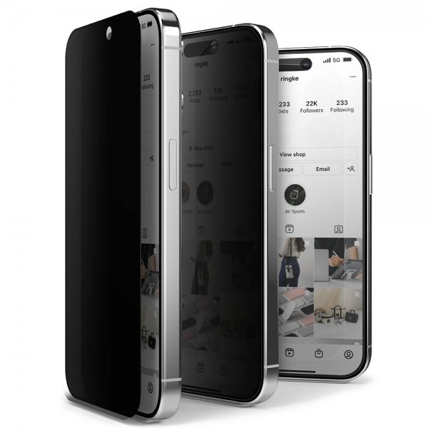 Ringke iPhone 15 Pro Max Näytönsuoja Privacy Tempered Glass Asennusapu