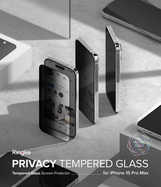 Ringke iPhone 15 Pro Max Näytönsuoja Privacy Tempered Glass Asennusapu