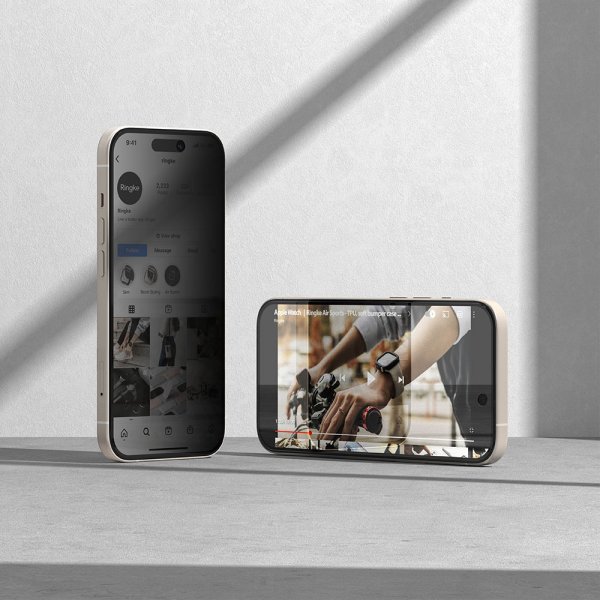 Ringke iPhone 15 Plus -yksityisyysnäytönsuoja karkaistua lasia asennuskehikon kanssa