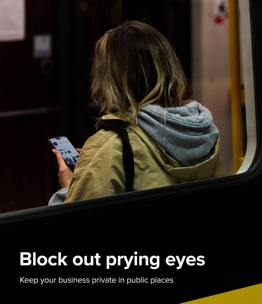 Ringke iPhone 15 Plus -yksityisyysnäytönsuoja karkaistua lasia asennuskehikon kanssa
