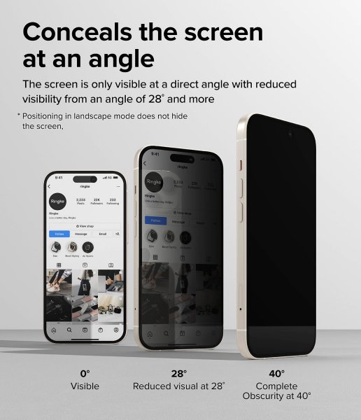 Ringke iPhone 15 näytönsuoja Privacy Tempered Glass asennusohjain
