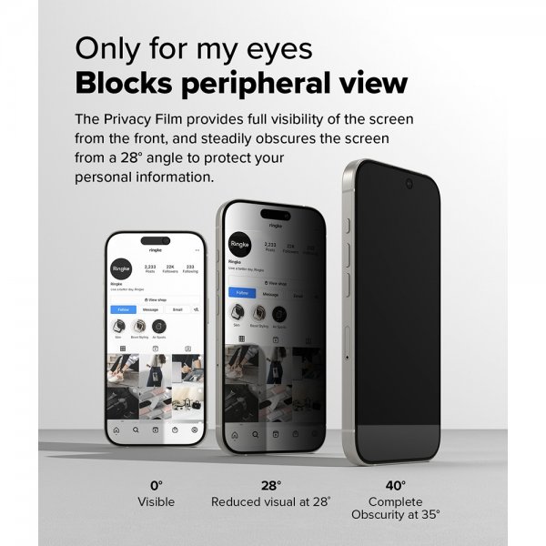 Ringke iPhone 16 Pro Max -näytönsuoja Easy Slide Privacy, 2 kpl
