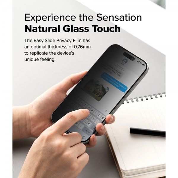 Ringke iPhone 16 Pro Max -näytönsuoja Easy Slide Privacy, 2 kpl