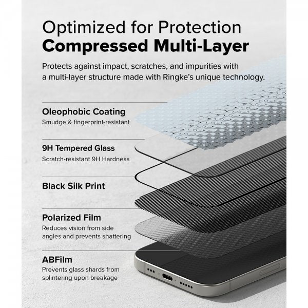 Ringke iPhone 16 Pro Max -näytönsuoja Easy Slide Privacy, 2 kpl