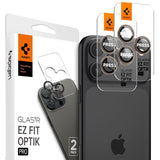 Spigen iPhone 16 Pro/Pro Max/17 Pro/Pro Max Kameran suojalasi GLAS.tR EZ Fit Optik Pro 2-pakkaus Desert Titanium