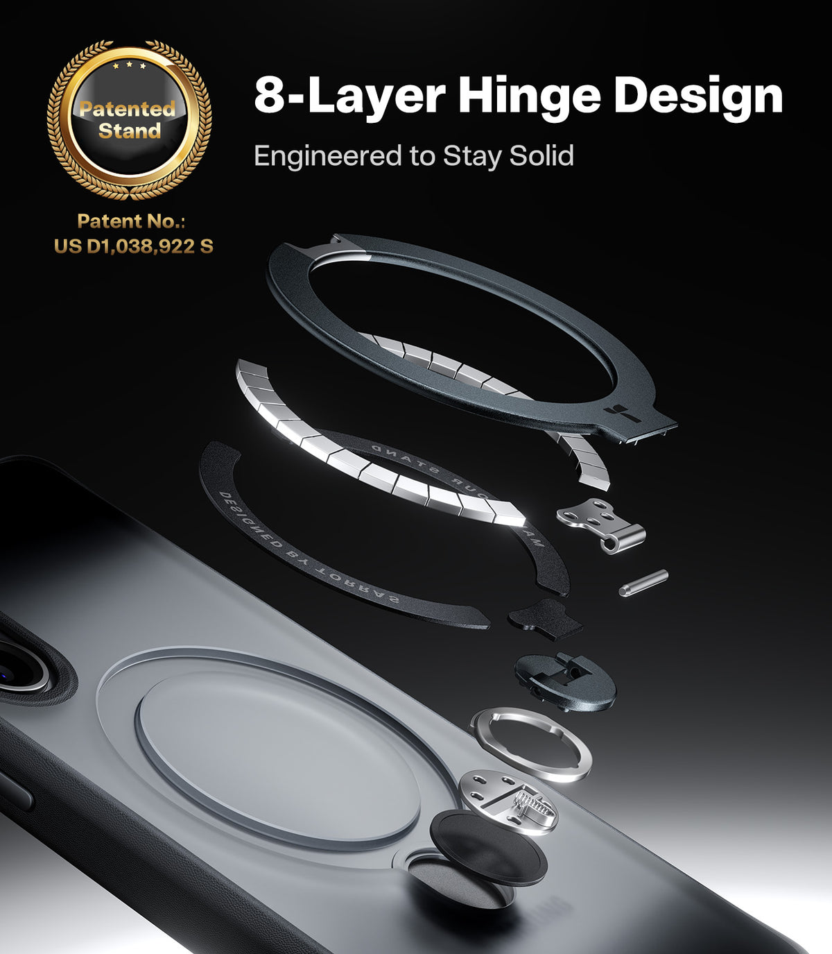 Torras Samsung Galaxy S26 Kuori Ostand Q3 Spin Obsidianmusta