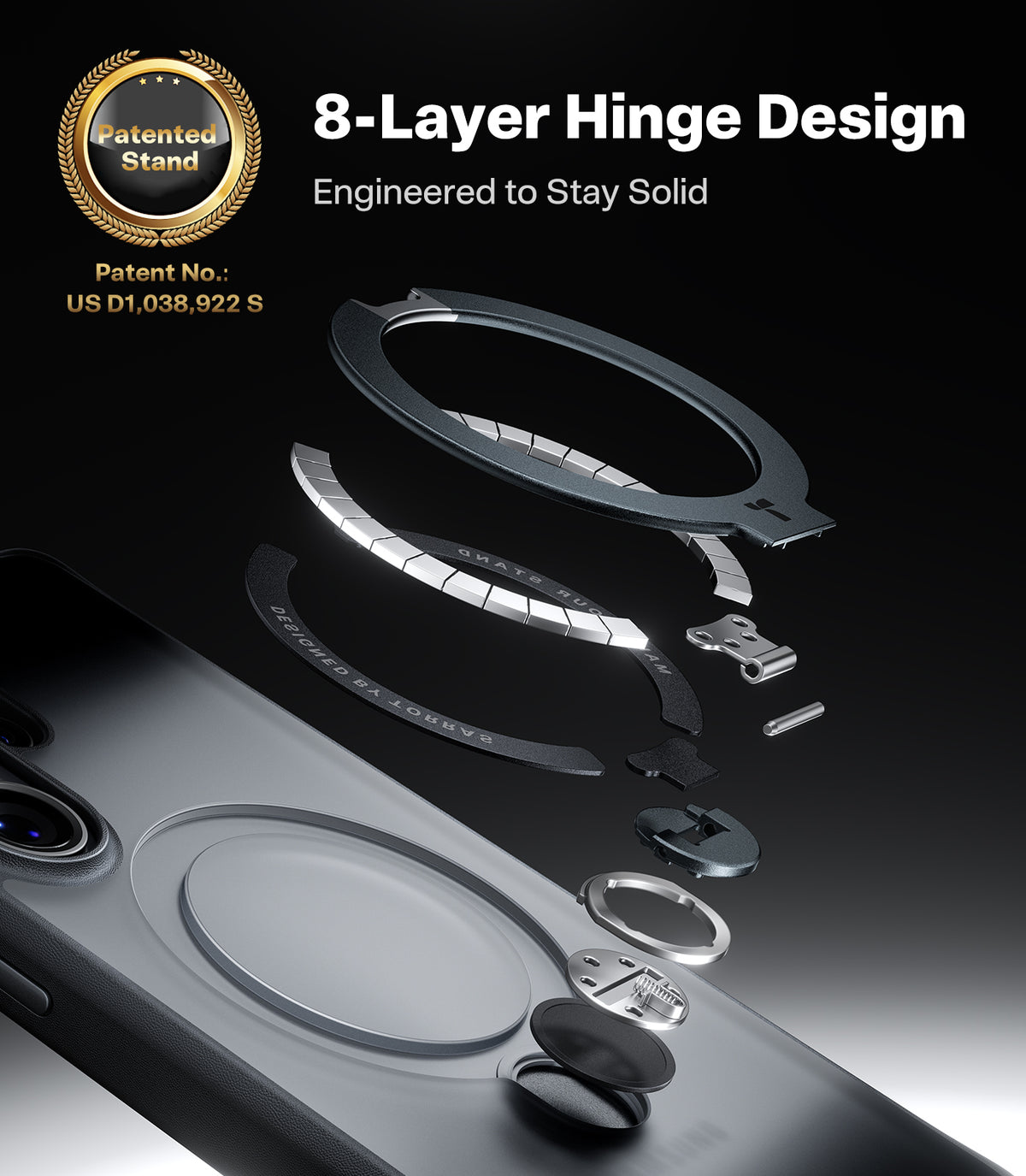 Torras Samsung Galaxy S26 Ultra Kuori Ostand Q3 Spin Obsidian Black