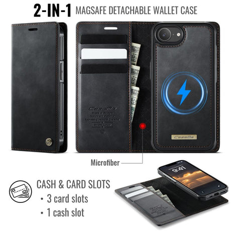 CaseMe iPhone 16e/iPhone 17e Kotelo C49 Series Musta