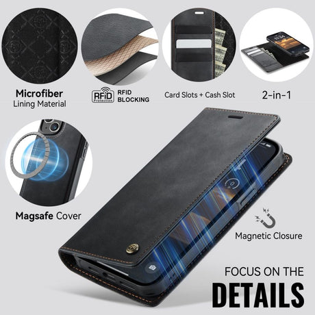CaseMe iPhone 15 Kotelo C49 Series Musta