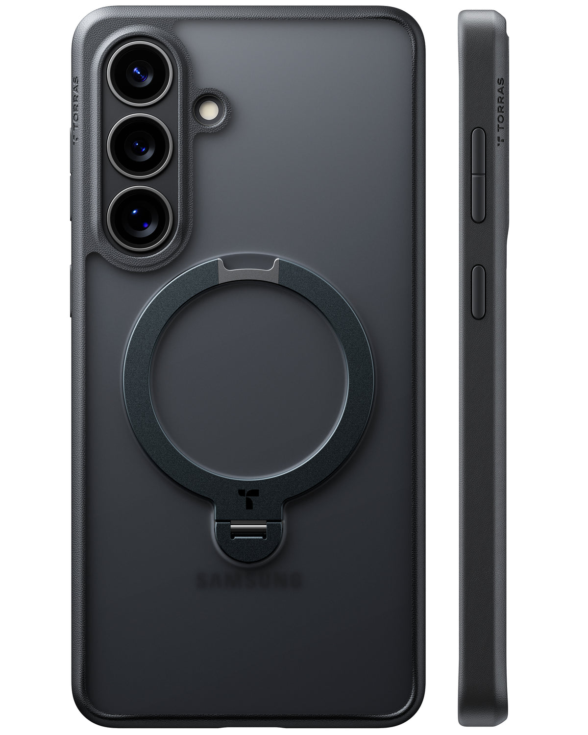 Torras Samsung Galaxy S26 Kuori Ostand Q3 Spin Obsidianmusta
