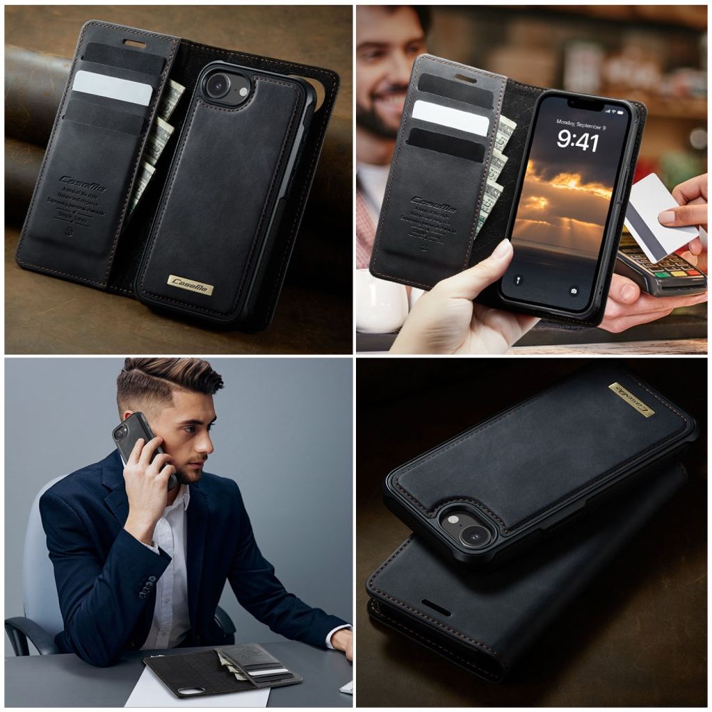 CaseMe iPhone 16e/iPhone 17e Kotelo C49 Series Musta