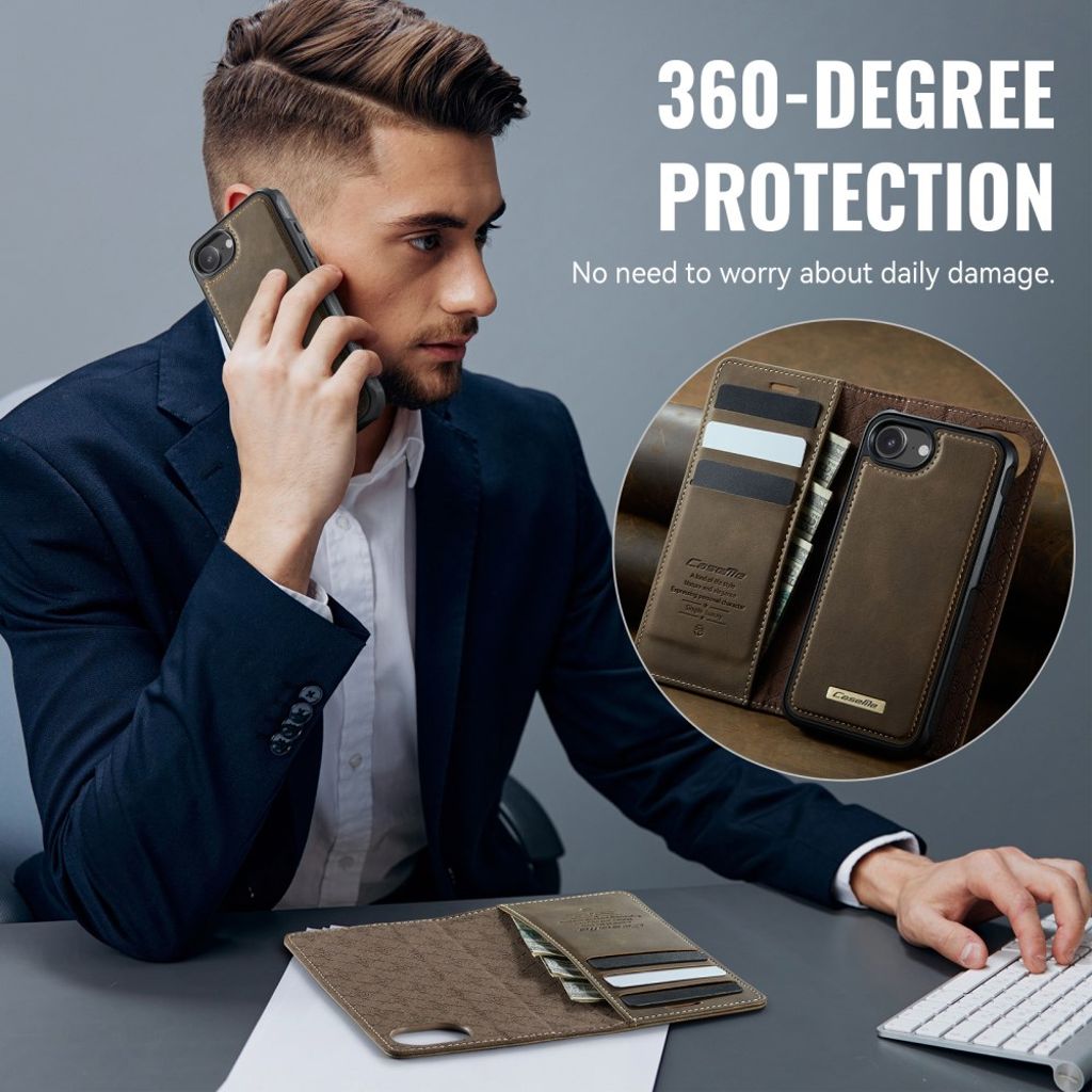 CaseMe iPhone 16e/iPhone 17e Kotelo C49 Series Ruskea