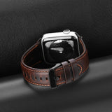 Dux Ducis Apple Watch 44/45/46mm/Ultra 49mm Ranneke Aito Nahka Tummanruskea