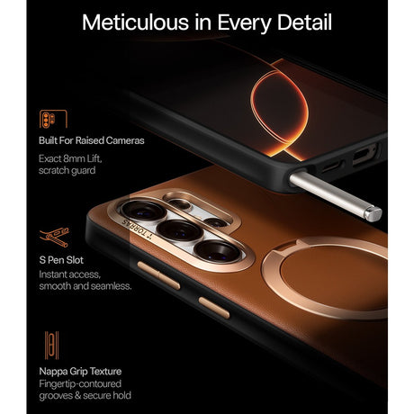 Torras Samsung Galaxy S26 Ultra Kuori Ostand Q3 Vegskin Amber Brown