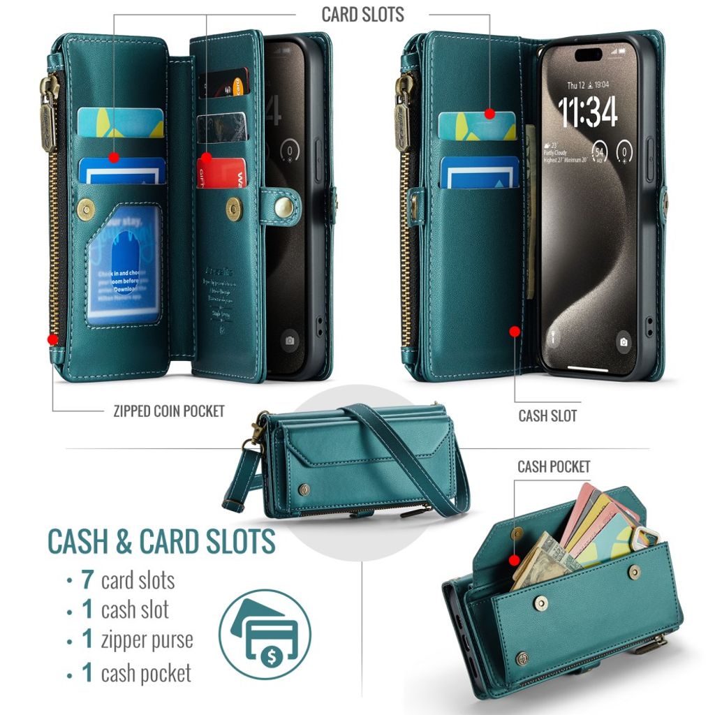CaseMe iPhone 15 Pro Kotelo C36 Series Vihreä