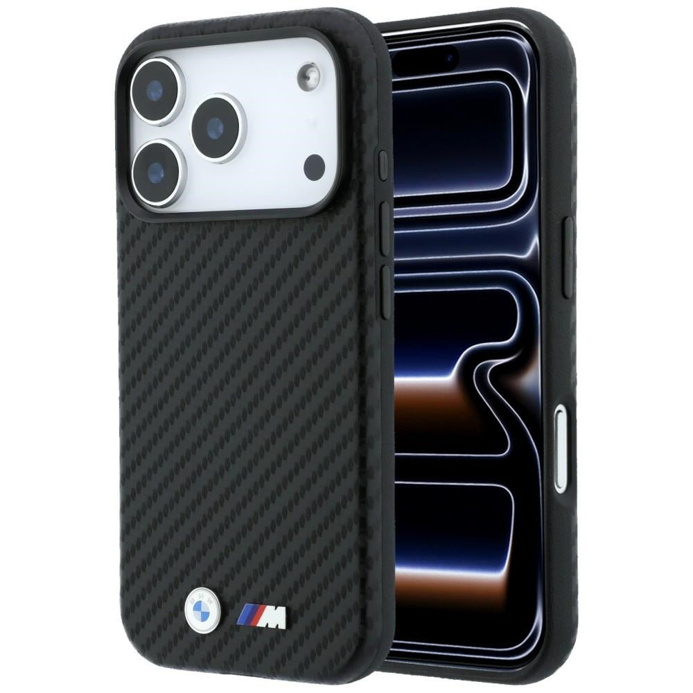 BMW iPhone 18 Pro Kuori M Carbon Metal Logo Musta