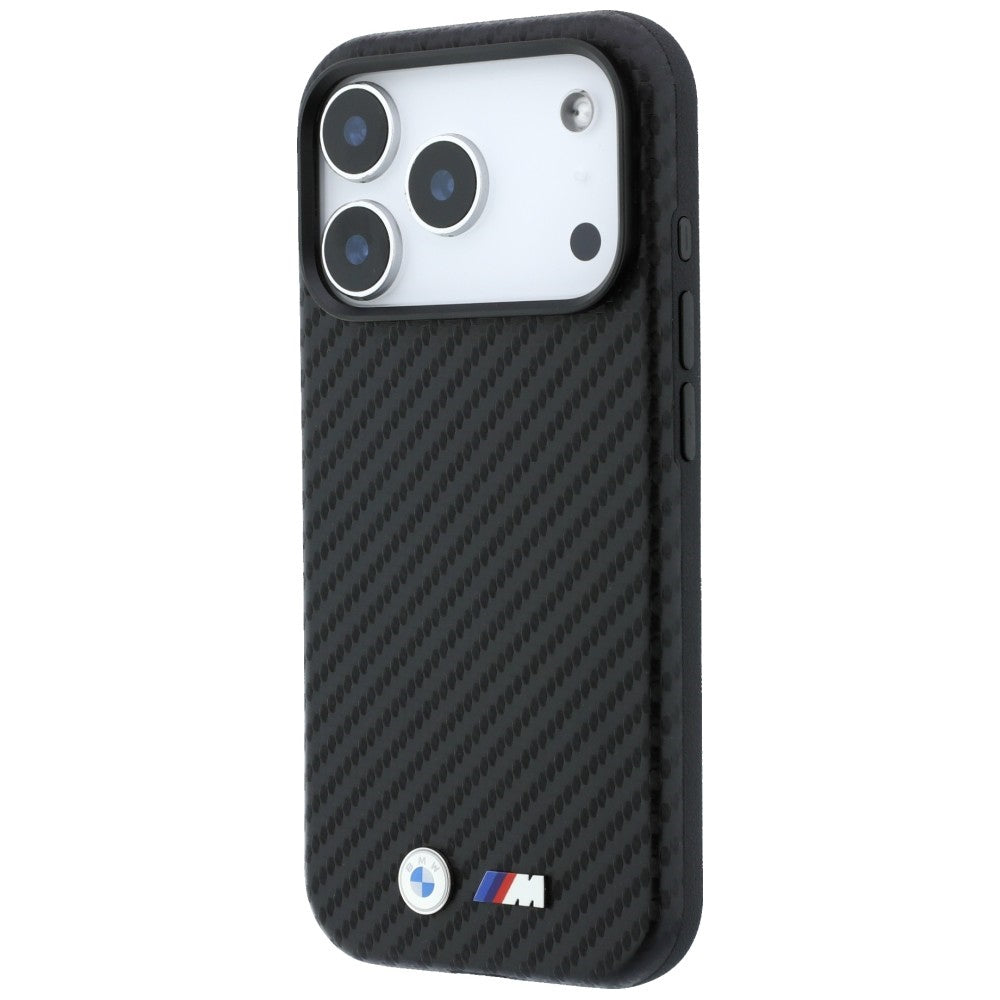 BMW iPhone 18 Pro Kuori M Carbon Metal Logo Musta