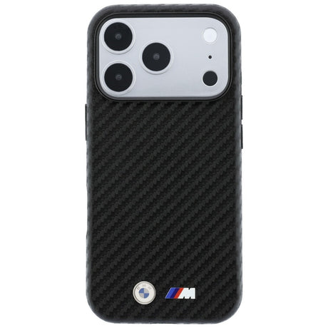 BMW iPhone 18 Pro Kuori M Carbon Metal Logo Musta