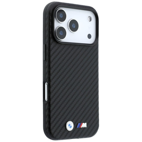 BMW iPhone 18 Pro Kuori M Carbon Metal Logo Musta