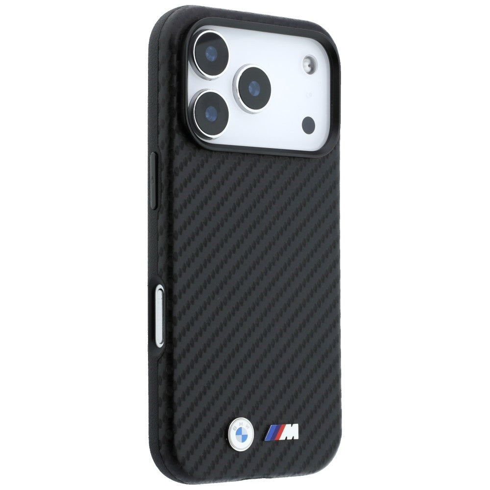 BMW iPhone 18 Pro Max Kuori M Carbon Metal Logo Musta