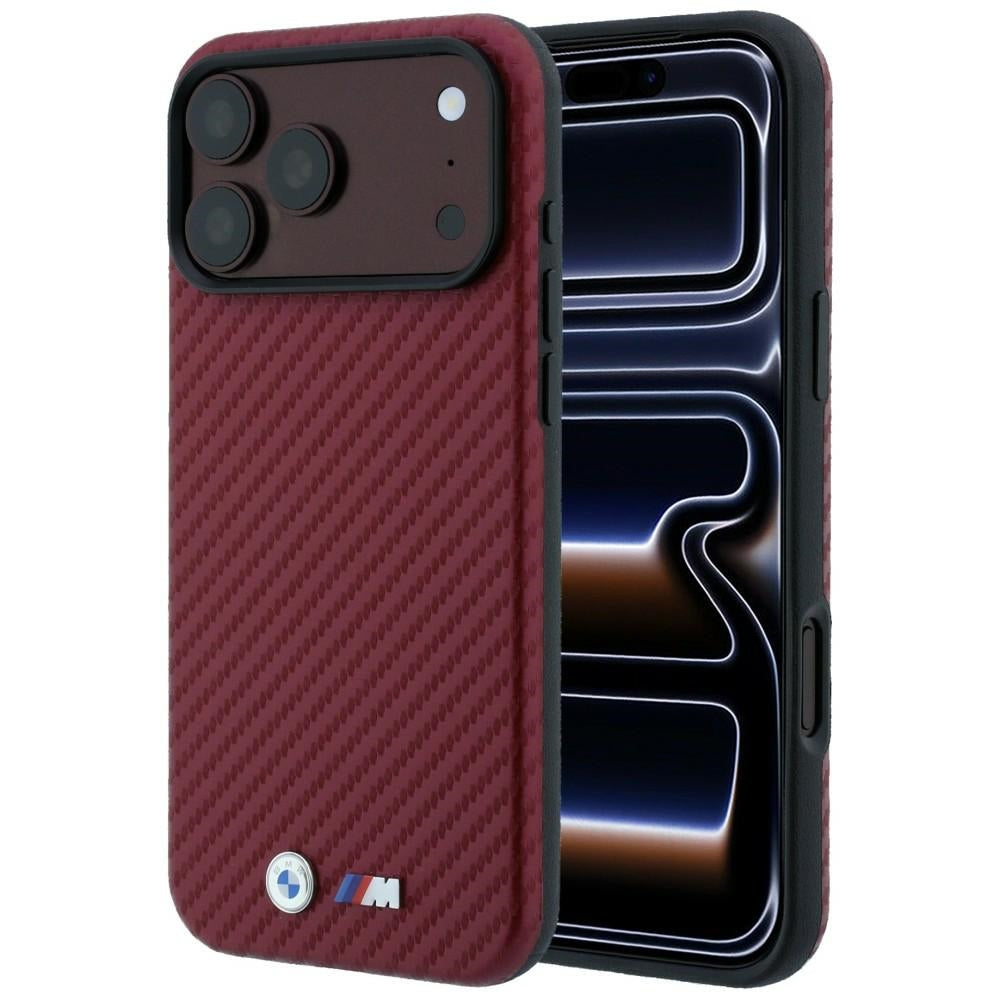 BMW iPhone 17 Pro/iPhone 18 Pro Kuori M Carbon Metal Logo Burgundy