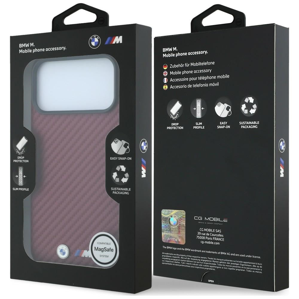 BMW iPhone 17 Pro/iPhone 18 Pro Kuori M Carbon Metal Logo Burgundy