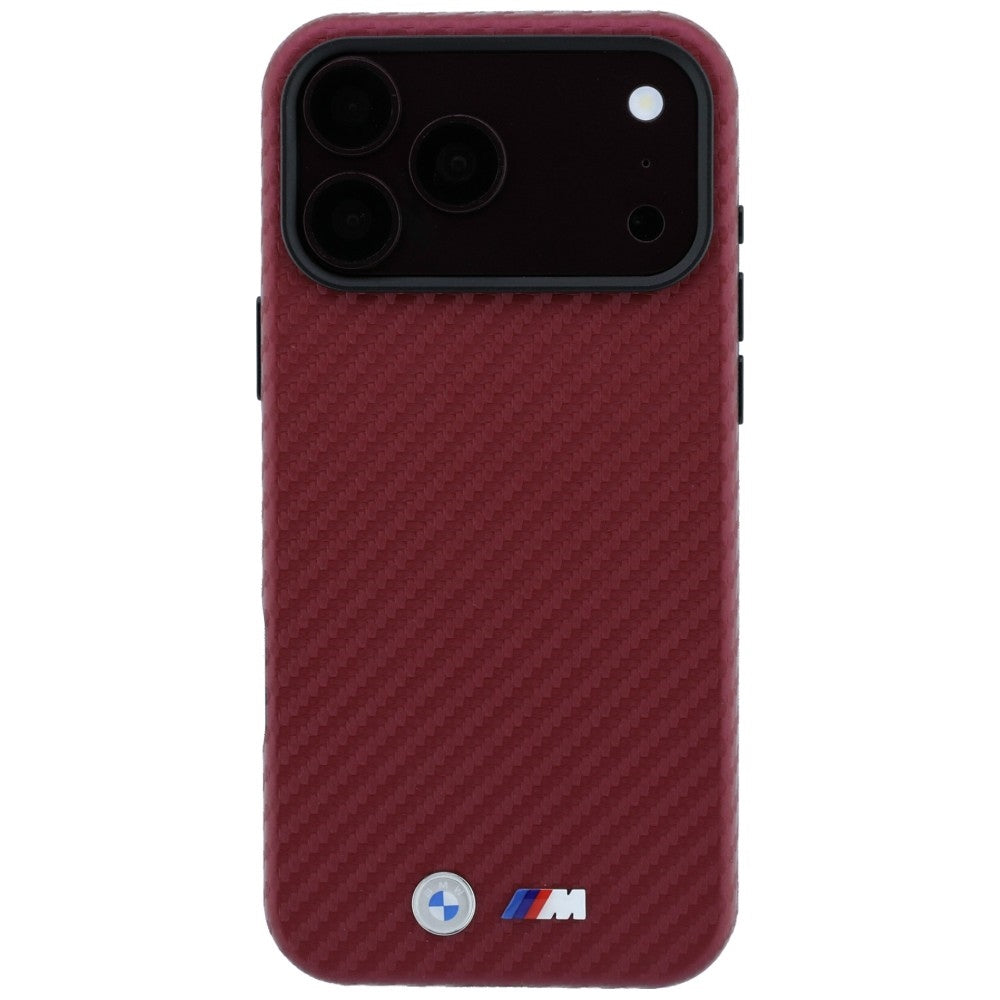 BMW iPhone 17 Pro Max/iPhone 18 Pro Max Kuori M Carbon Metal Logo Burgundy