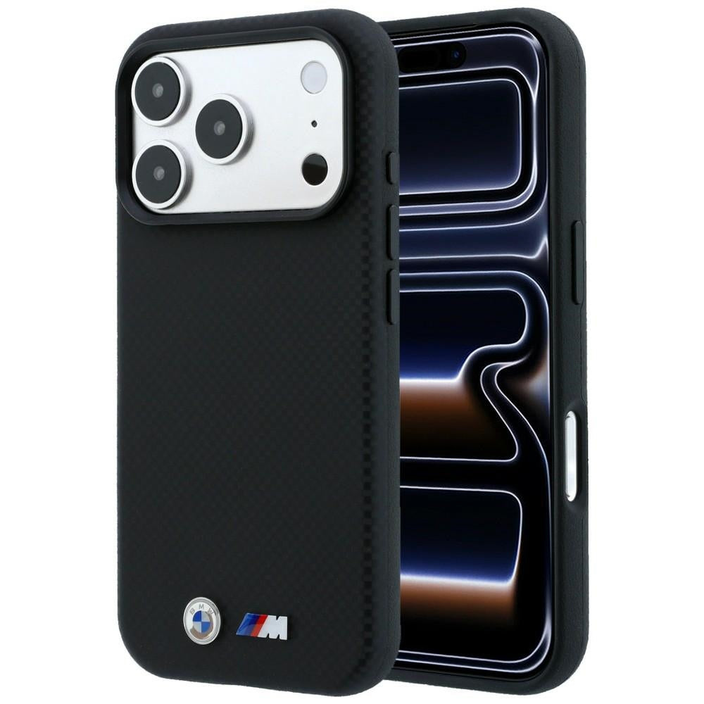 BMW iPhone 17 Pro Max/iPhone 18 Pro Max Kuori M Quadrille Kevlar Metal Logo Musta