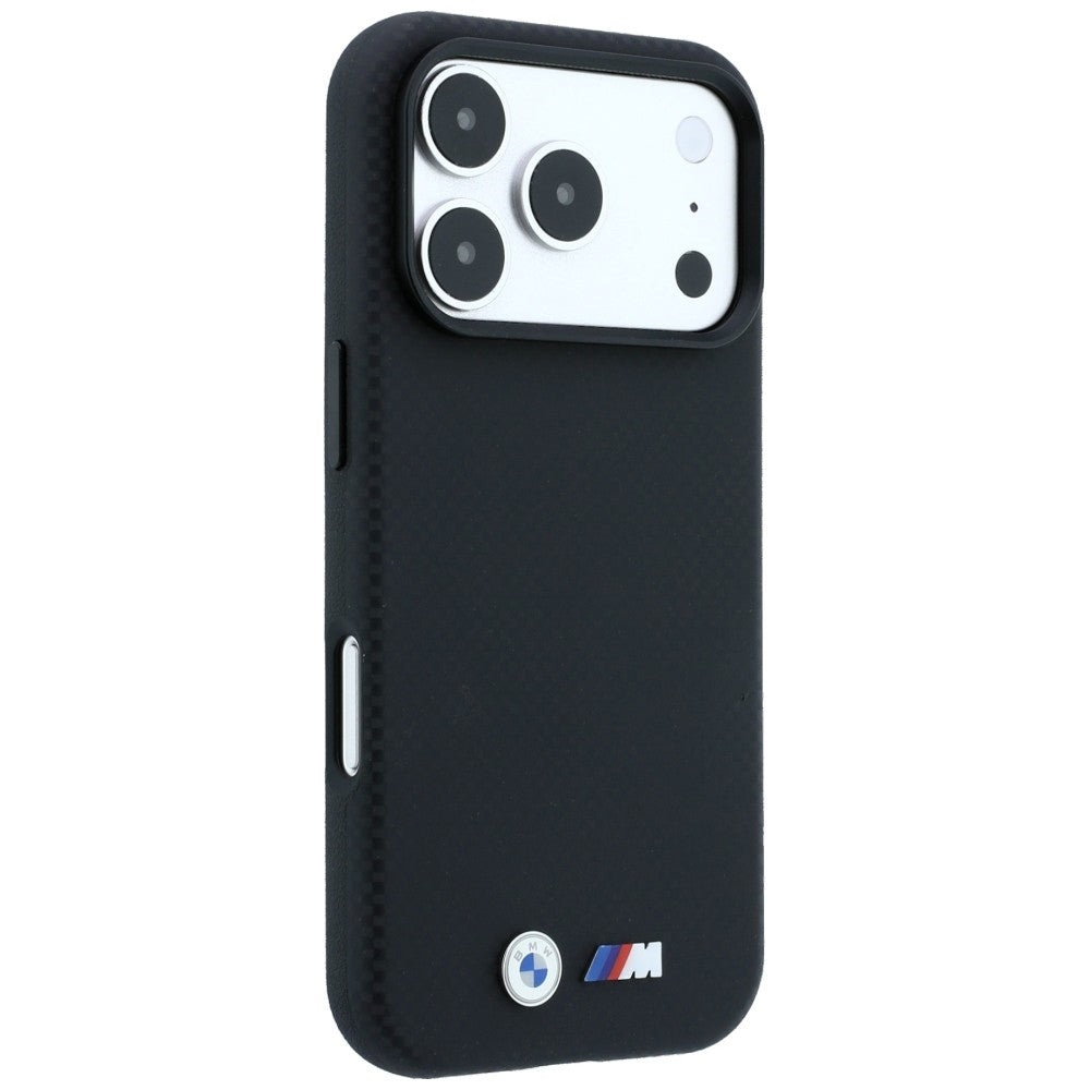 BMW iPhone 17 Pro Max/iPhone 18 Pro Max Kuori M Quadrille Kevlar Metal Logo Musta