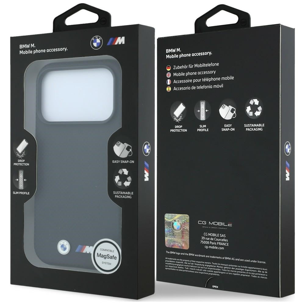 BMW iPhone 17 Pro Max/iPhone 18 Pro Max Kuori M Quadrille Kevlar Metal Logo Musta