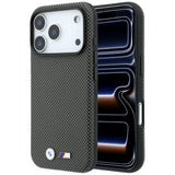 BMW iPhone 17 Pro Max/iPhone 18 Pro Max Kuori M Quadrille Kevlar Metallilogo Harmaa