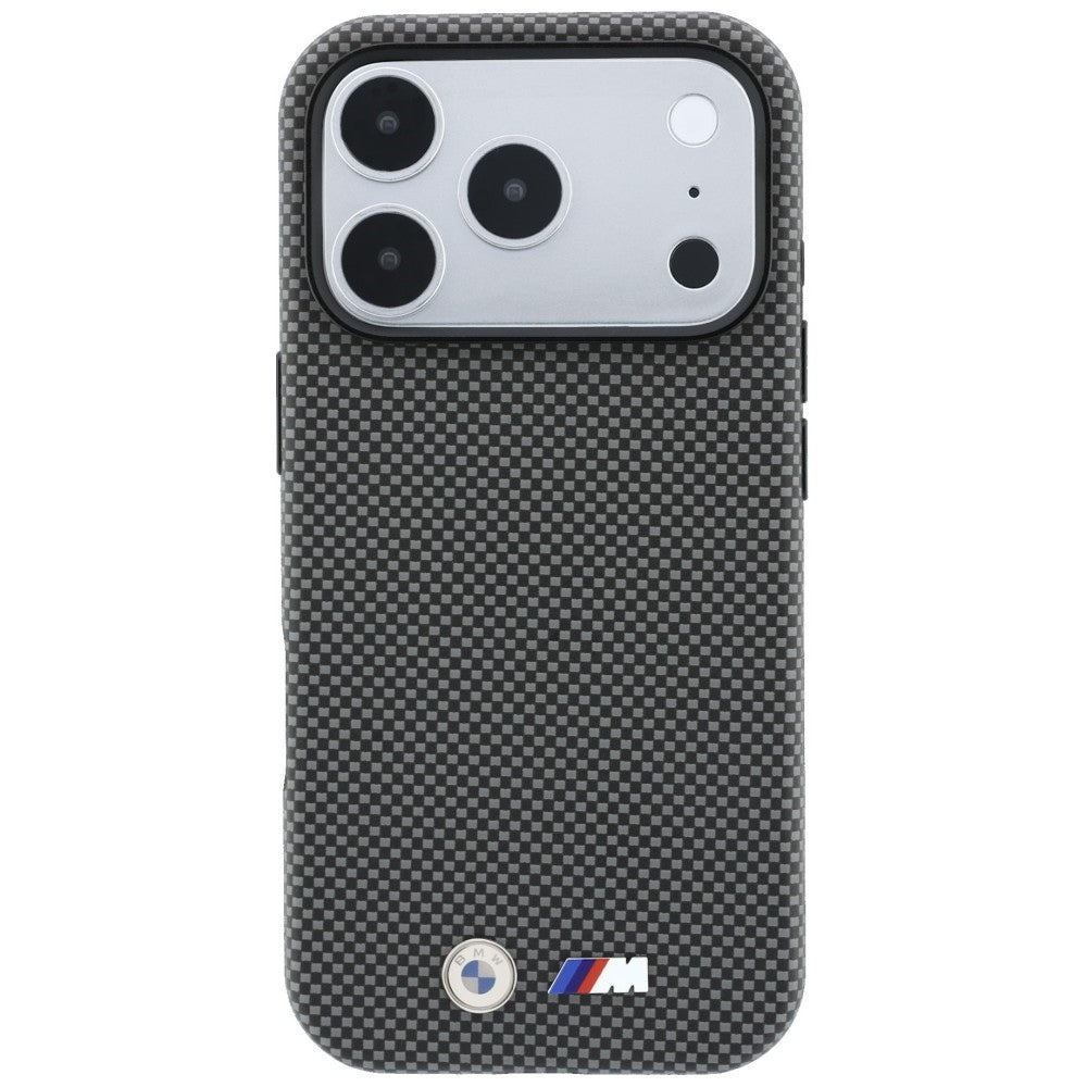 BMW iPhone 17 Pro Max/iPhone 18 Pro Max Kuori M Quadrille Kevlar Metallilogo Harmaa
