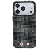 BMW iPhone 17 Pro Max/iPhone 18 Pro Max Kuori M Quadrille Kevlar Metallilogo Harmaa