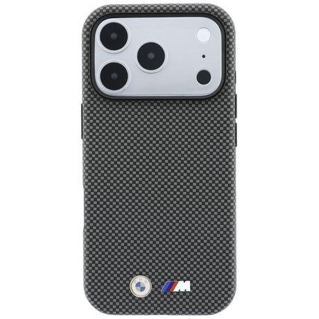 BMW iPhone 17 Pro Max/iPhone 18 Pro Max Kuori M Quadrille Kevlar Metallilogo Harmaa