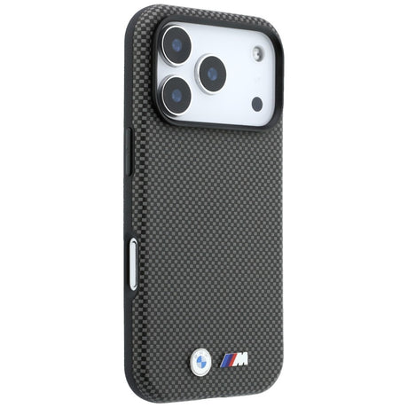 BMW iPhone 17 Pro Max/iPhone 18 Pro Max Kuori M Quadrille Kevlar Metallilogo Harmaa