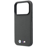 BMW iPhone 17 Pro Max/iPhone 18 Pro Max Kuori M Quadrille Kevlar Metallilogo Harmaa
