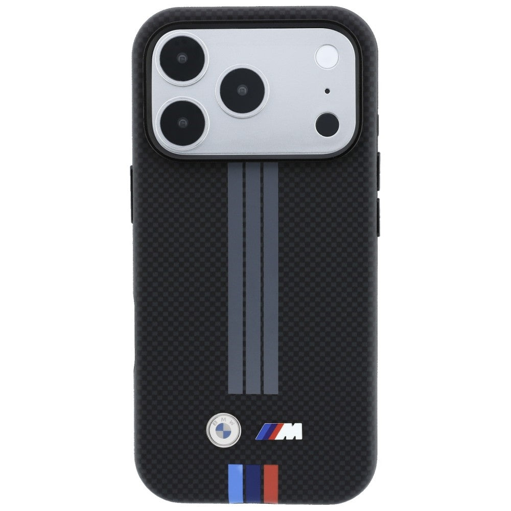BMW iPhone 17 Pro/iPhone 18 Pro Kuori M Quadrille Kevlar Kolmiväriset raidat Musta
