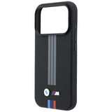 BMW iPhone 17 Pro/iPhone 18 Pro Kuori M Quadrille Kevlar Kolmiväriset raidat Musta