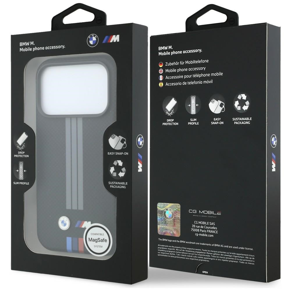 BMW iPhone 17 Pro/iPhone 18 Pro Kuori M Quadrille Kevlar Kolmiväriset raidat Musta