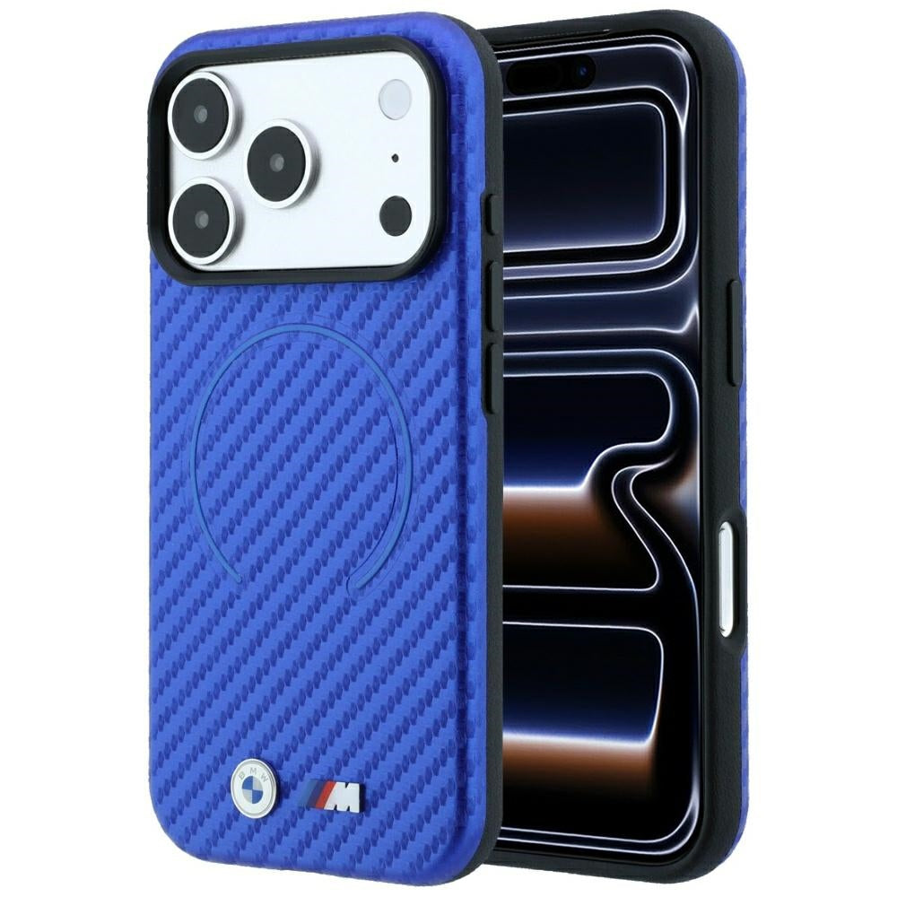 BMW iPhone 17 Pro Max/iPhone 18 Pro Max Kuori M Carbon Printed Ring Sininen